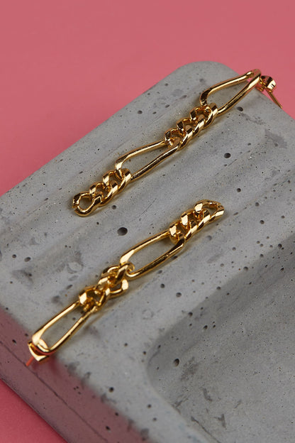 Handcrafted Chain Link Long Earrings 