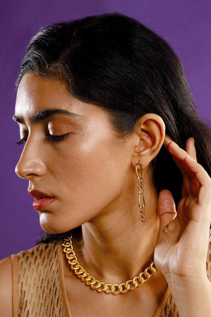 Handcrafted Chain Link Long Earrings 