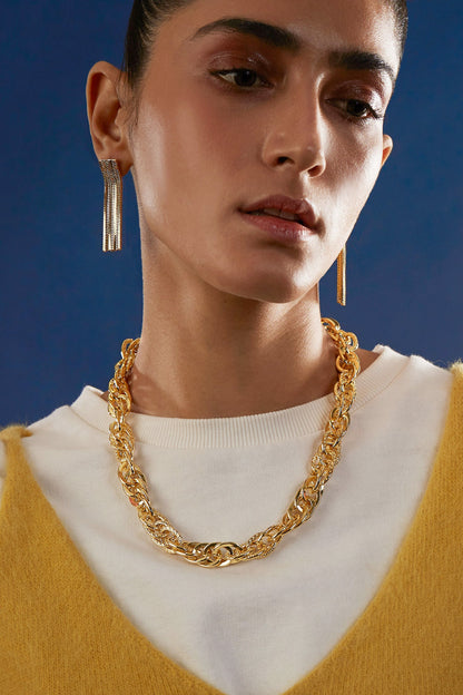 Handcrafted Chain Tassel Long Earrings 