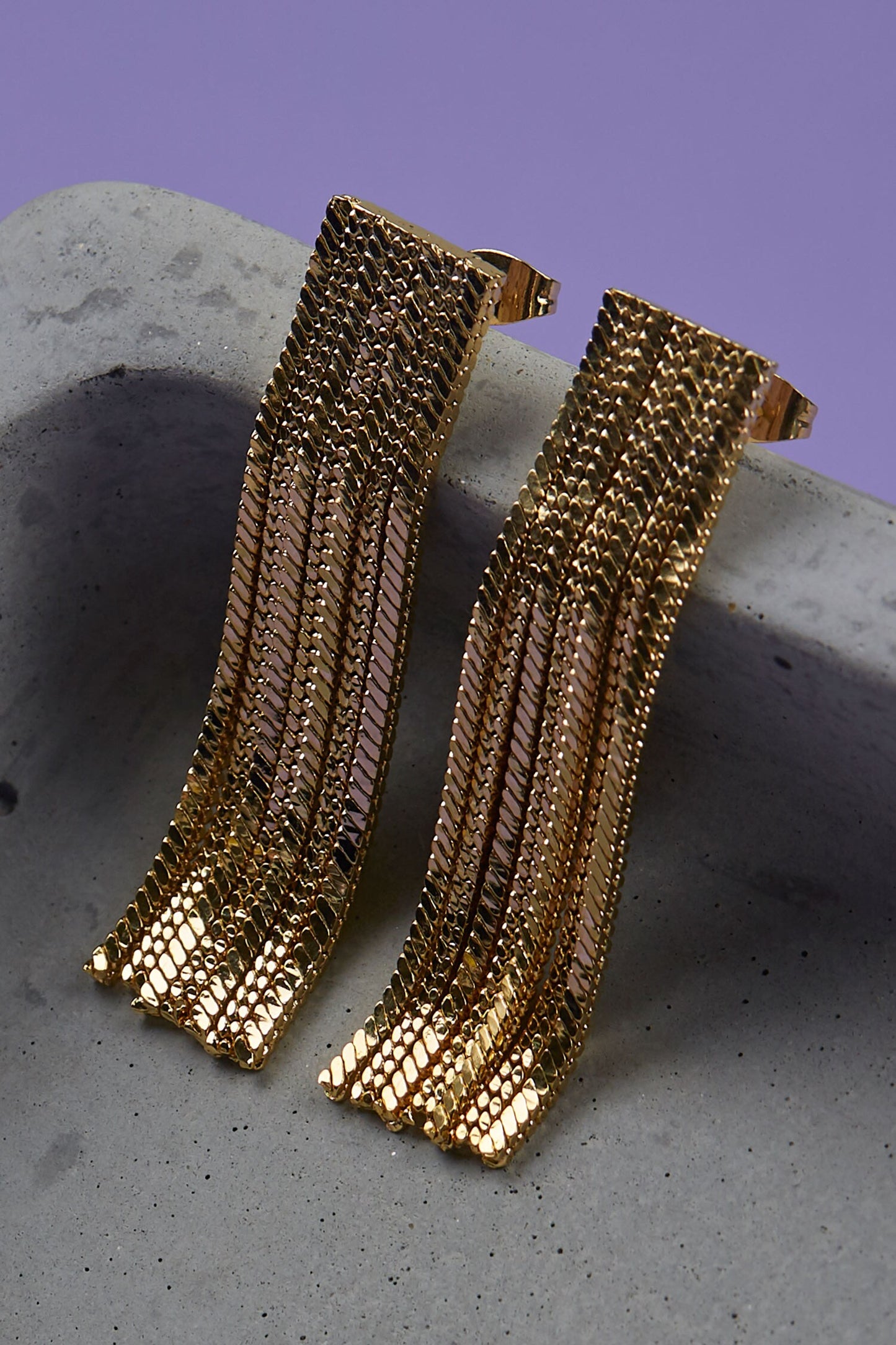 Handcrafted Chain Tassel Long Earrings 