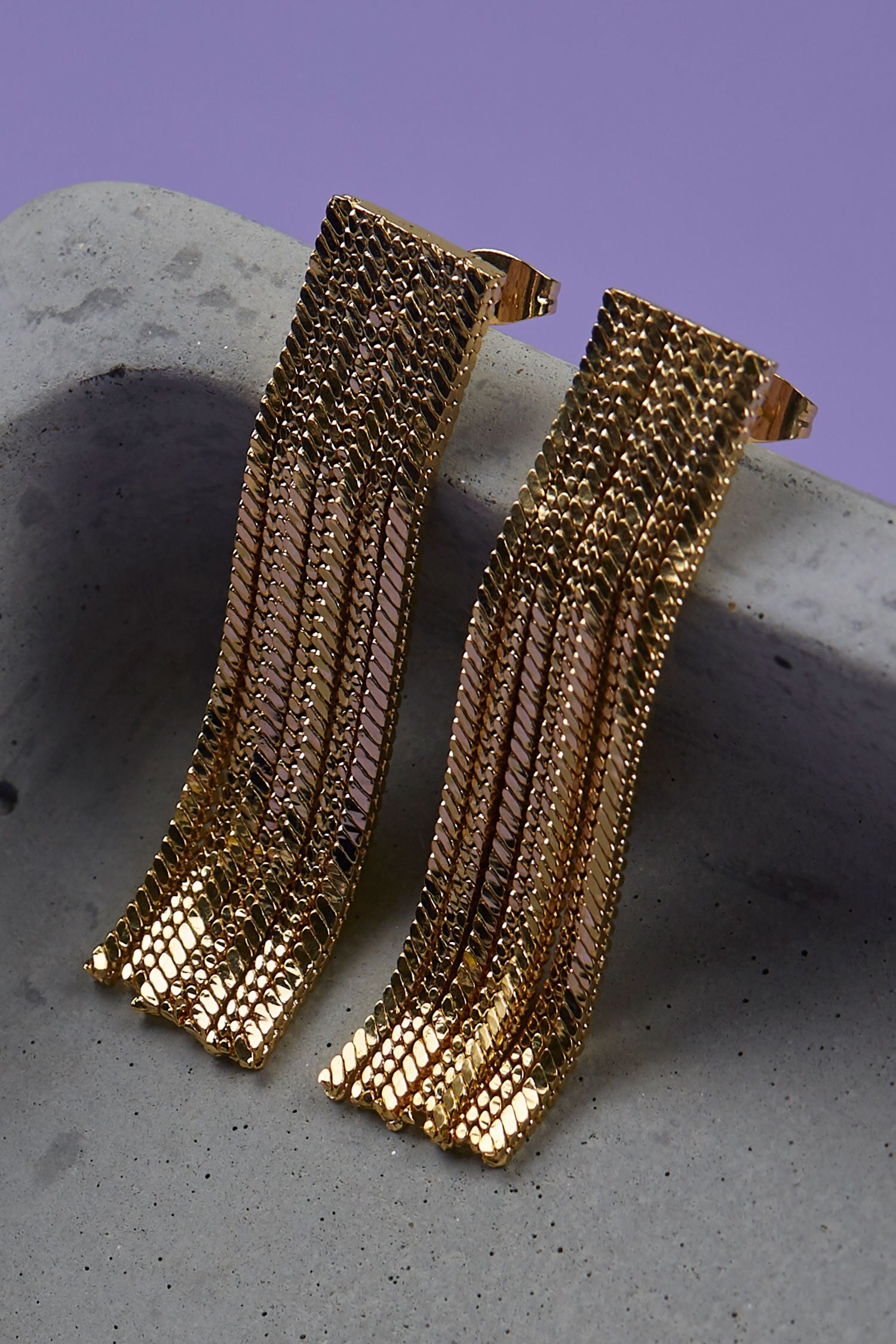 Handcrafted Chain Tassel Long Earrings 