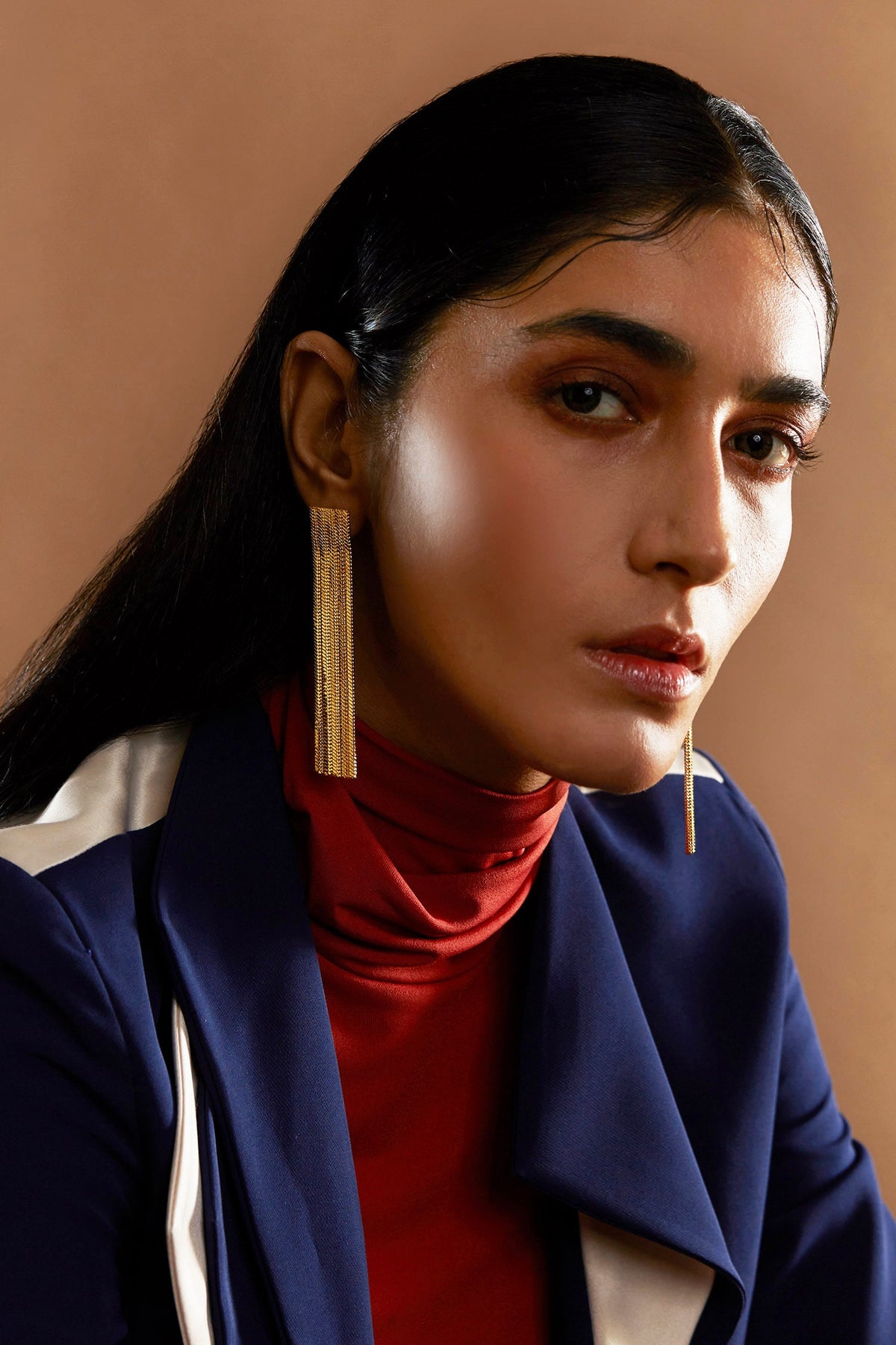 Handcrafted Chain Tassel Long Earrings 