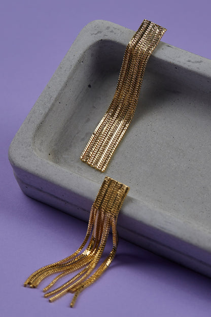 Handcrafted Chain Tassel Long Earrings 