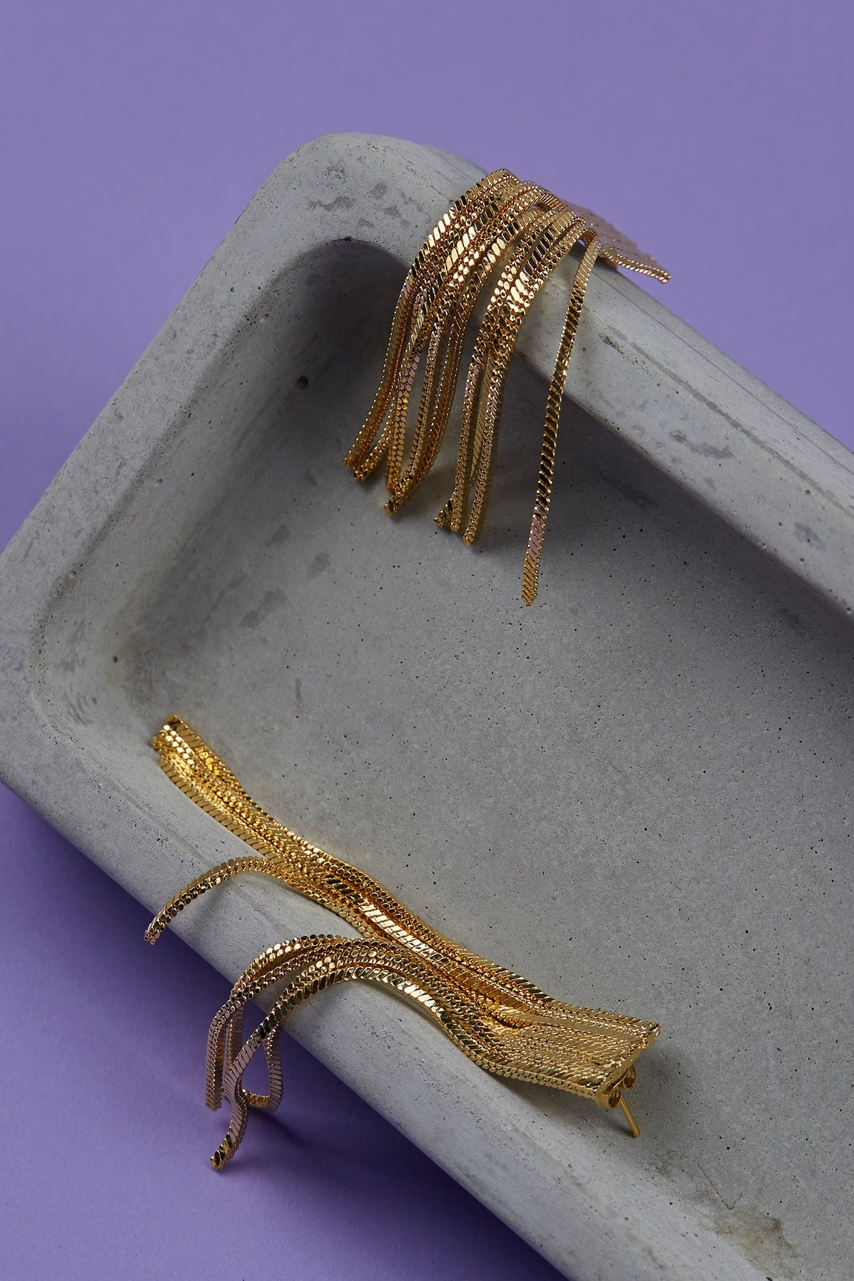 Handcrafted Chain Tassel Long Earrings 
