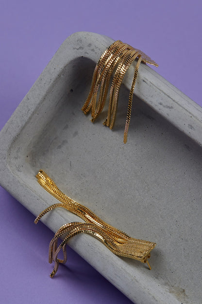 Handcrafted Chain Tassel Long Earrings 