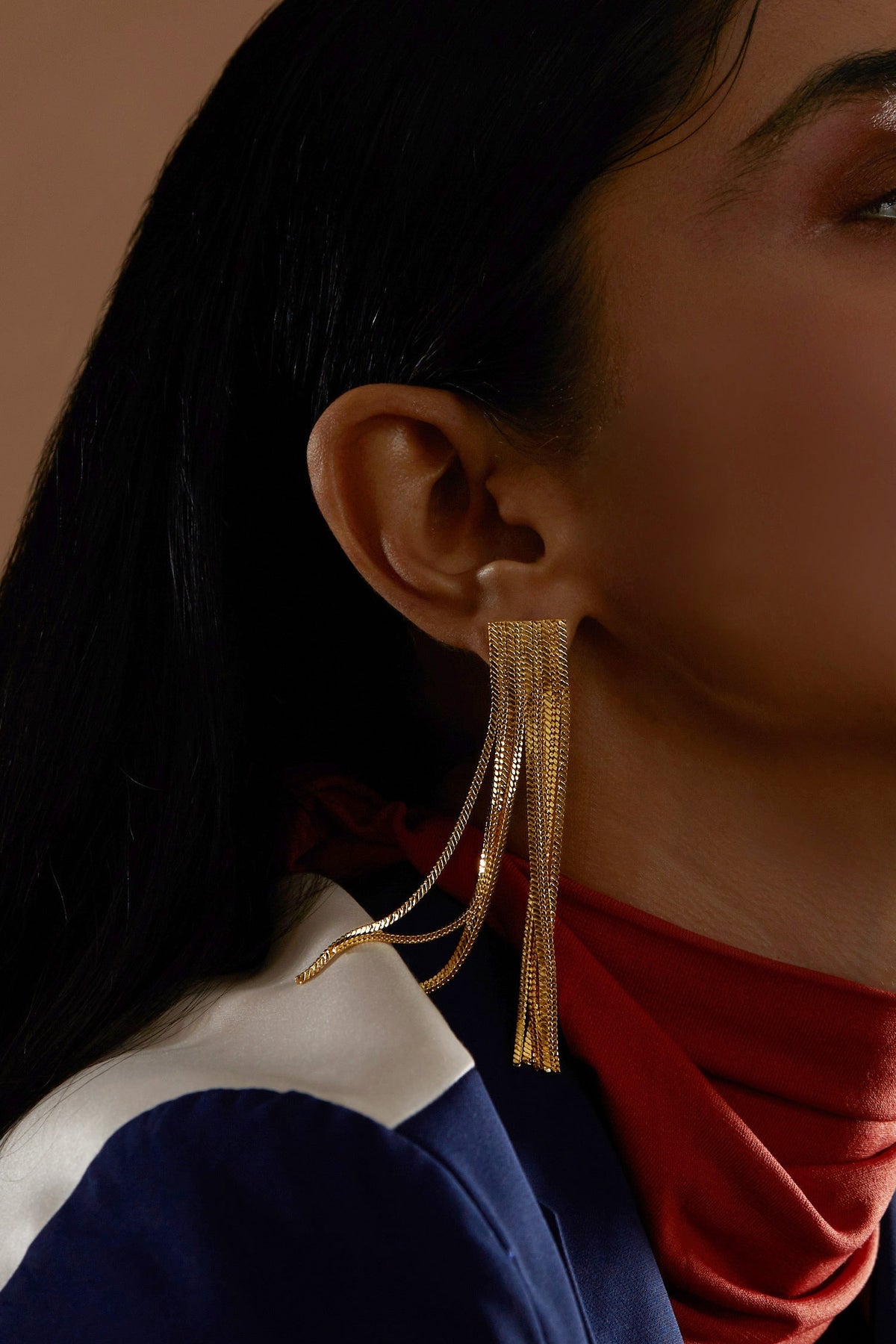 Handcrafted Chain Tassel Long Earrings 