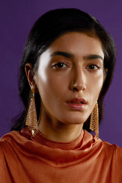 Handcrafted Mesh Tassel Earrings 