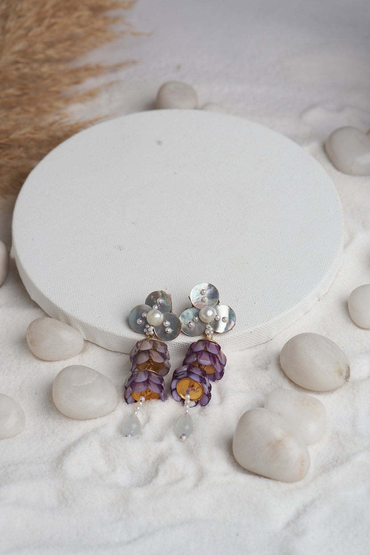 Floral Mirror Embellished Earrings 