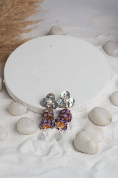 Floral Mirror Embellished Earrings 