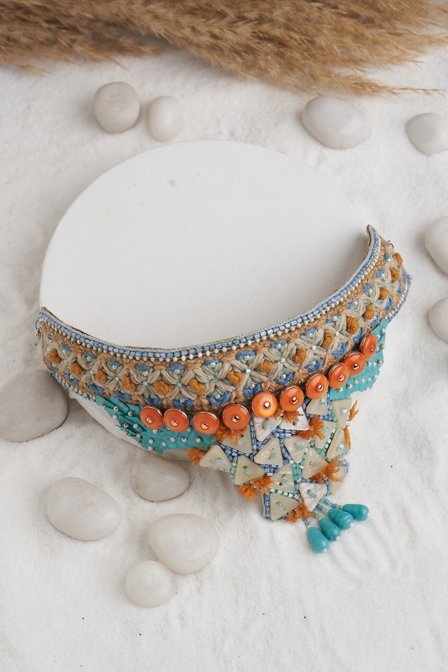 Geometric Embellished Choker & Earrings Set 