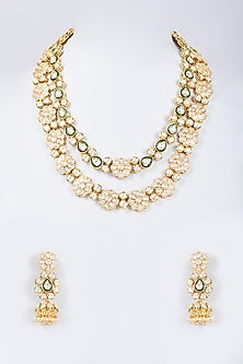 Gold Plated Kundan Polki & Green Meenakari Long Necklace Set