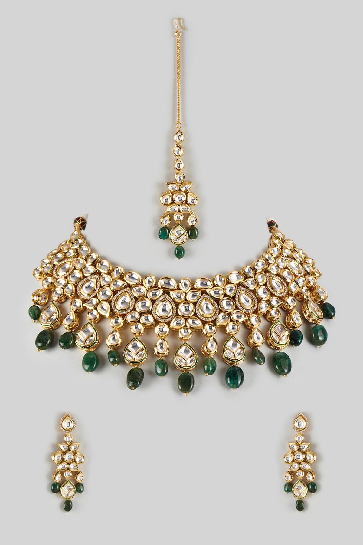 Gold Plated Kundan Polki Necklace Set