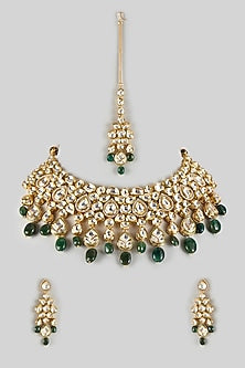 Gold Plated Kundan Polki Necklace Set
