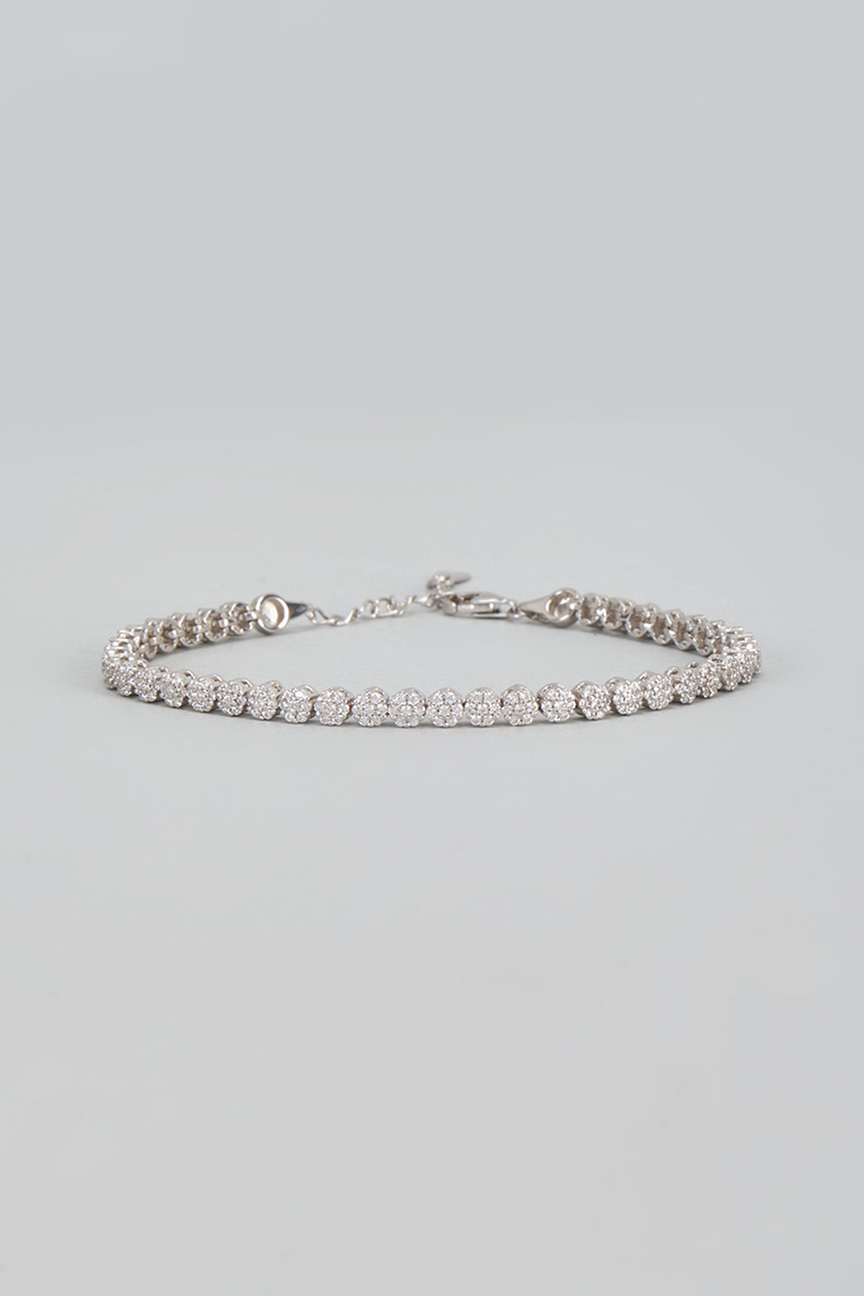White Plated Cubic Zircon Tennis Bracelet In Sterling Silver