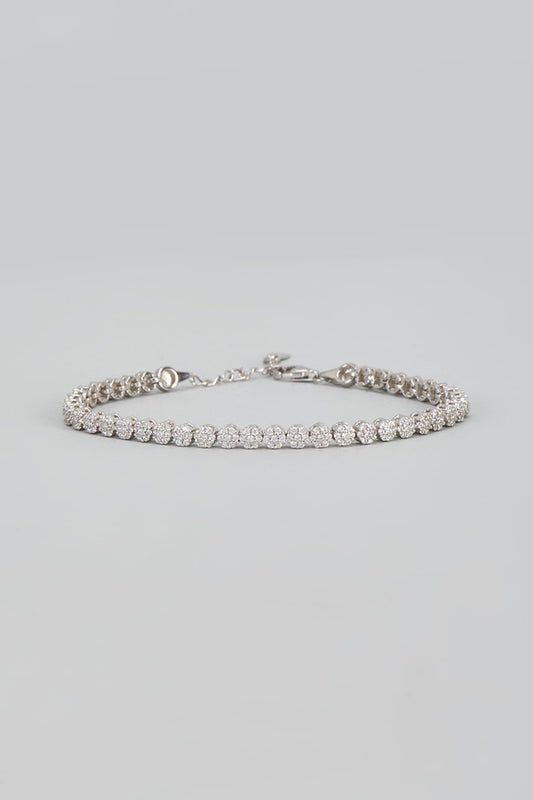 White Plated Cubic Zircon Tennis Bracelet In Sterling Silver