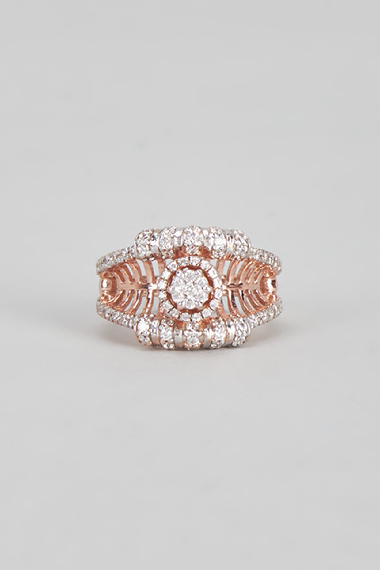 Rose Gold Plated Cubic Zircon Ring In Sterling Silver