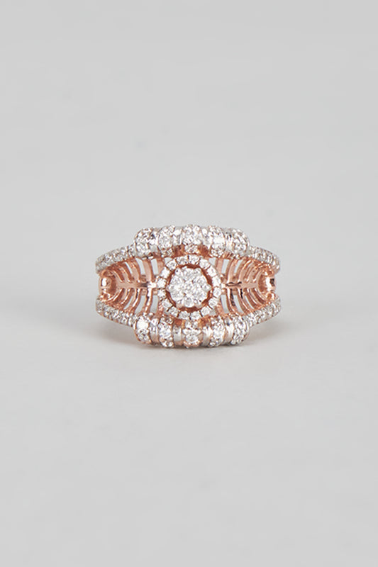 Rose Gold Plated Cubic Zircon Ring In Sterling Silver