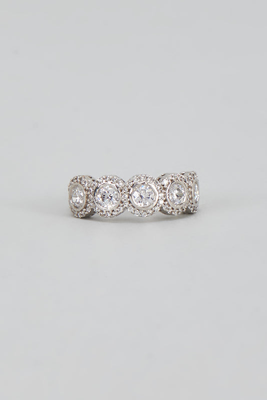 White Plated Cubic Zircon Ring In Sterling Silver