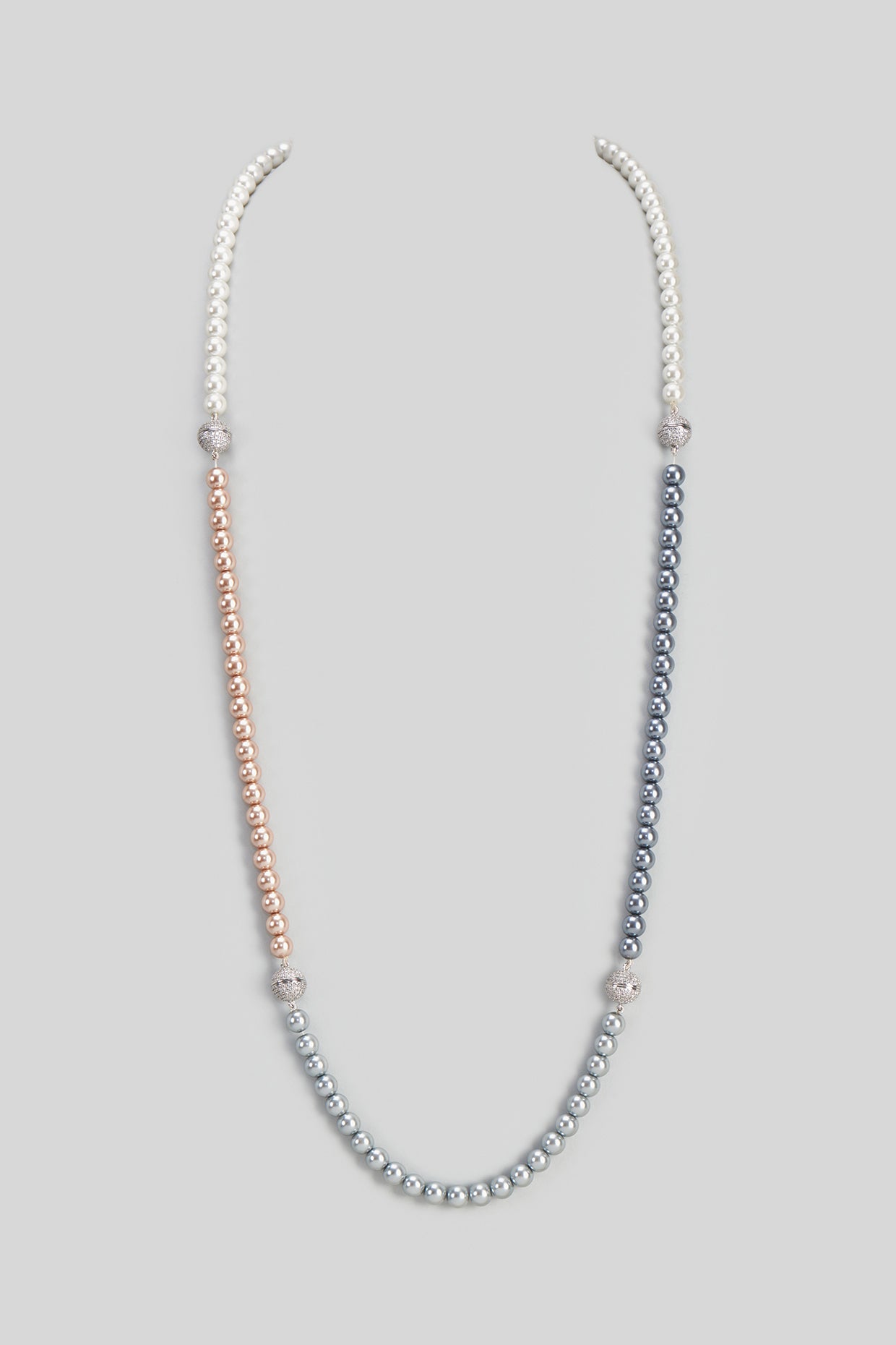 White Finish Freshwater Pearls 10 In 1 Detachable Pearl Mala In Sterling Silver