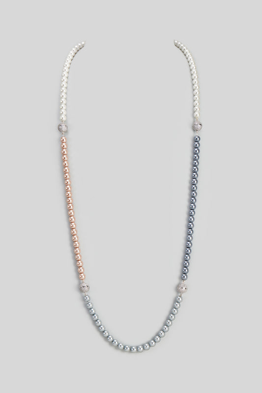 White Finish Freshwater Pearls 10 In 1 Detachable Pearl Mala In Sterling Silver