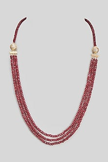 Gold Plated Ruby Stone 10 In 1 Detachable Pearl Mala In Sterling Silver (Set of 4)