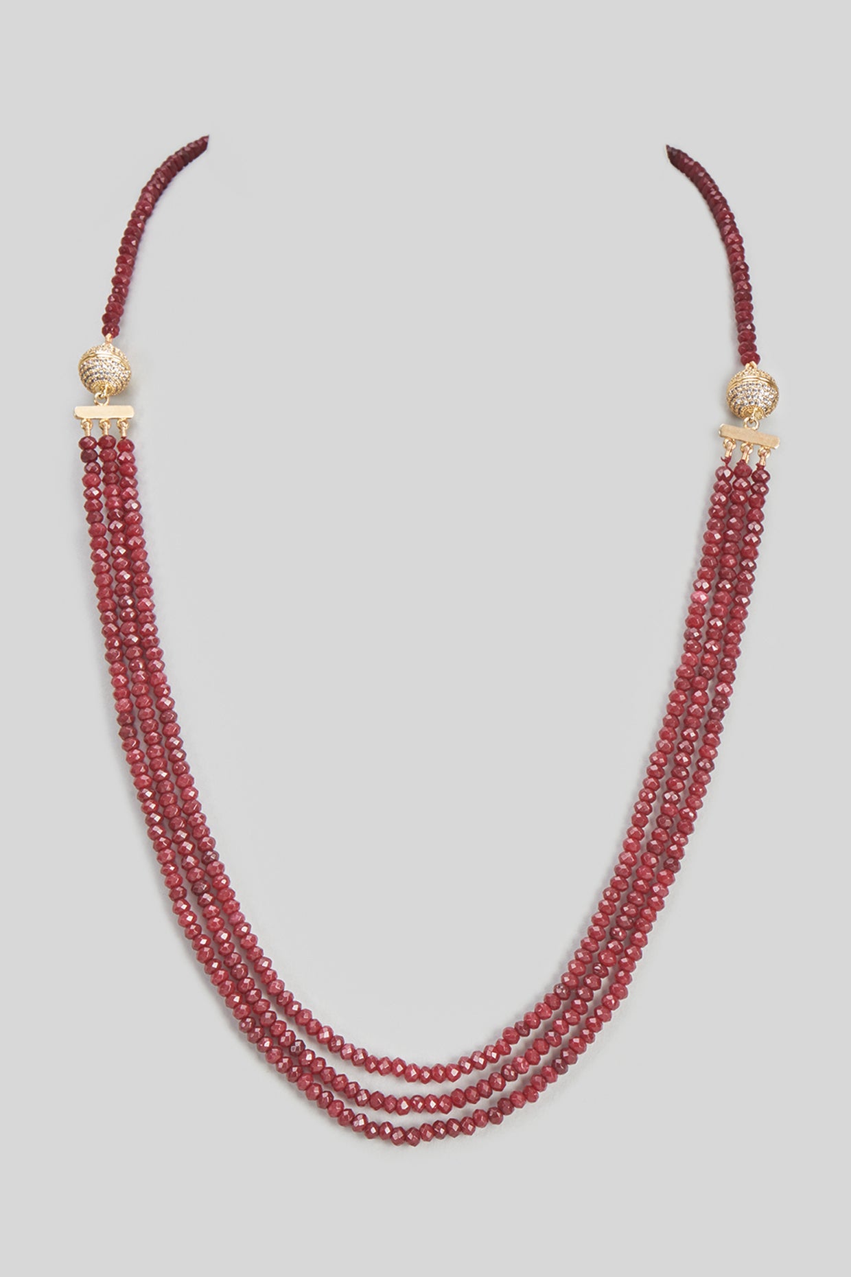 Gold Plated Ruby Stone 10 In 1 Detachable Pearl Mala In Sterling Silver (Set of 4)