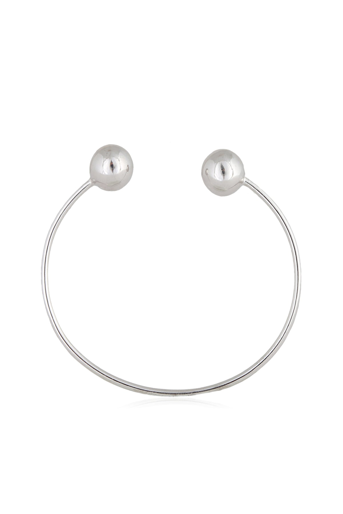 Gold plated dual silver sphere ball adjustable cuff bracelet