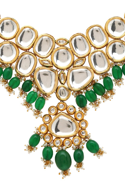 Kundan Stone Drop Pendant Choker Set 