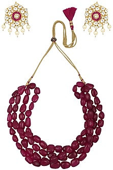Semi Precious Red Stones Necklace Set