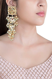 Gold Plated Multicolor Stone Long Earrings