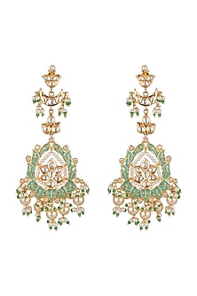 Gold Finish Meenakari Chandbali Earrings