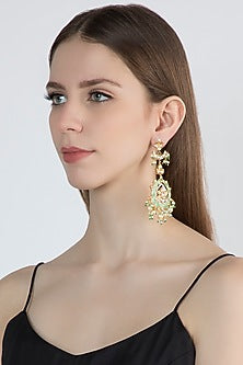 Gold Finish Meenakari Chandbali Earrings