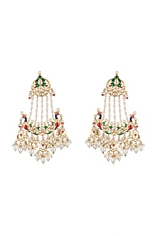 Gold Finish Pearls & Stone Chandbali Earrings