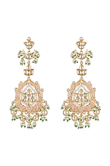 Gold Finish Meenakari Pearl Long Earrings
