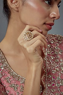 Gold Finish Mother Of Pearl Ring