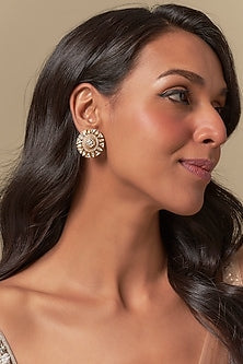 Gold Finish Moissanite & Zircon Stud Earrings