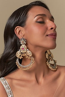 Black Rhodium Finish Ruby & Moissanite Dangler Earrings