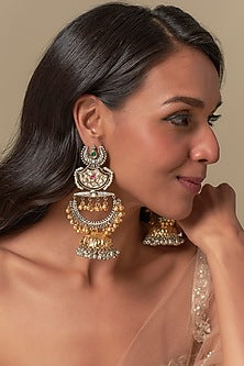 Black Rhodium Finish Ruby & Moissanite Dangler Earrings