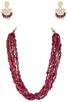 Gold plated ruby necklace set