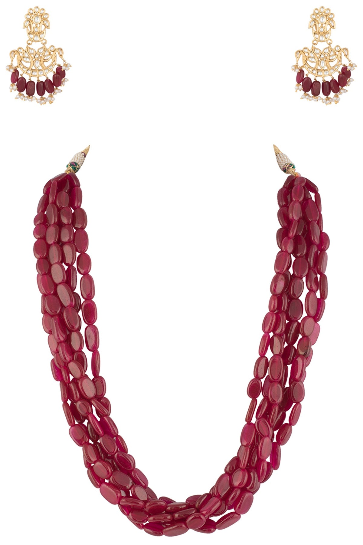 Gold plated ruby necklace set