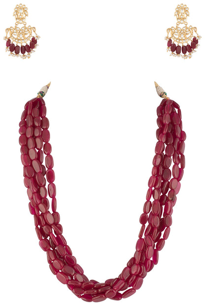 Gold plated ruby necklace set