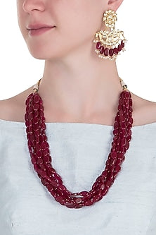 Gold plated ruby necklace set