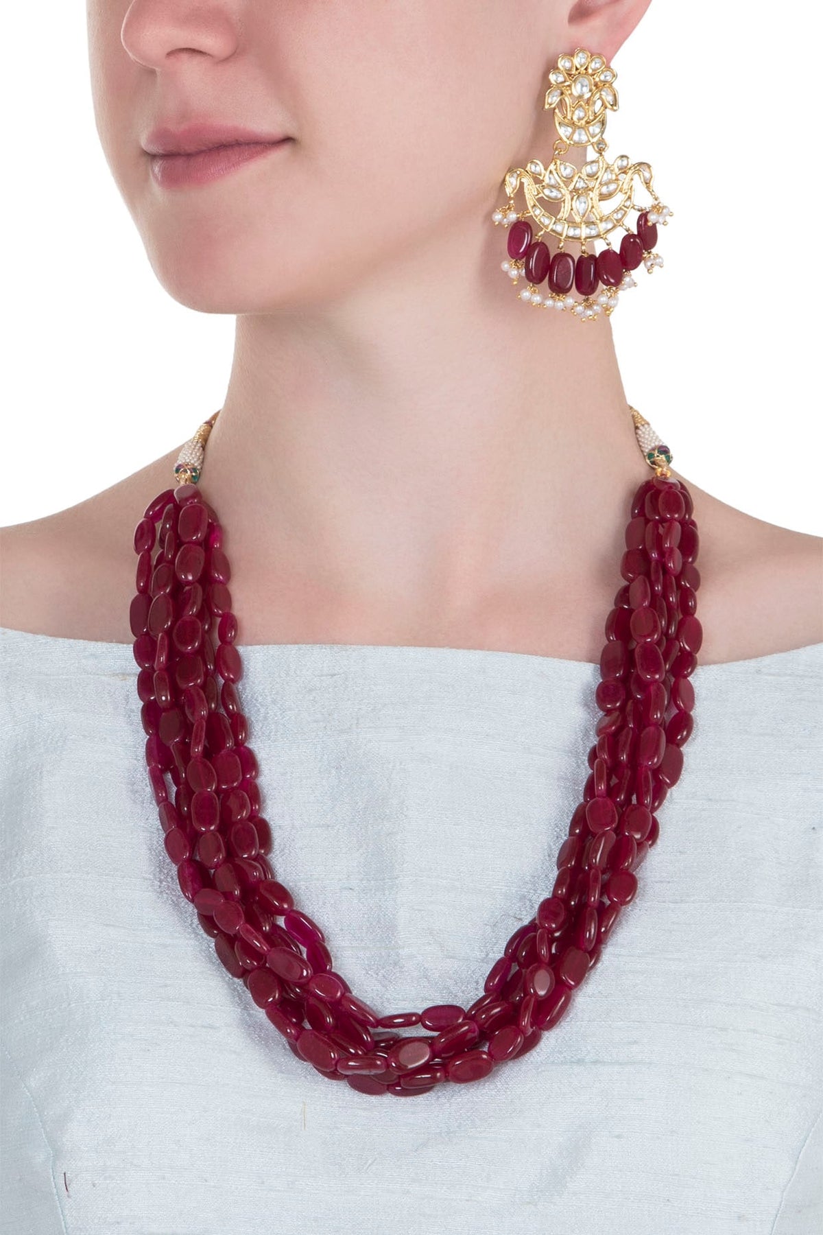Gold plated ruby necklace set