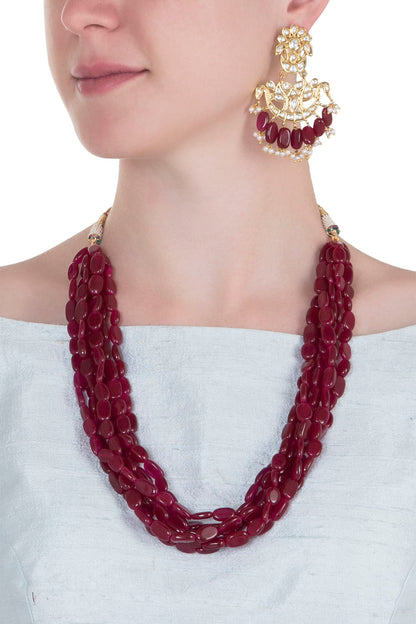 Gold plated ruby necklace set