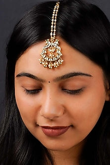 Gold Finish Kundan Polki Maangtikka