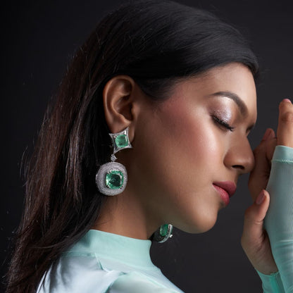 White Finish Zircon Handcrafted Earrings