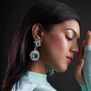 White Finish Zircon Handcrafted Earrings