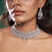 White Finish Zircon Handcrafted Earrings