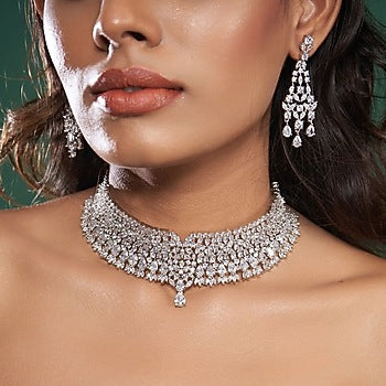 White Finish Zircon Handcrafted Earrings