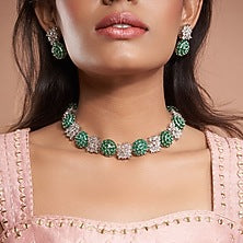 White Finish Zircon Handcrafted Necklace Set